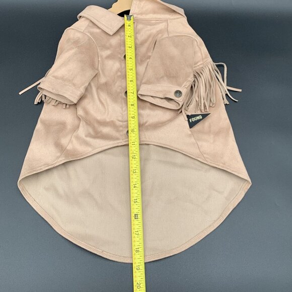 Found My Animal Coat Jacket Pet Dog Fringe Faux Leather Size L Beige - Picture 4 of 6